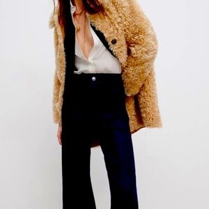 ZARA faux fur coat in light brown size S NW